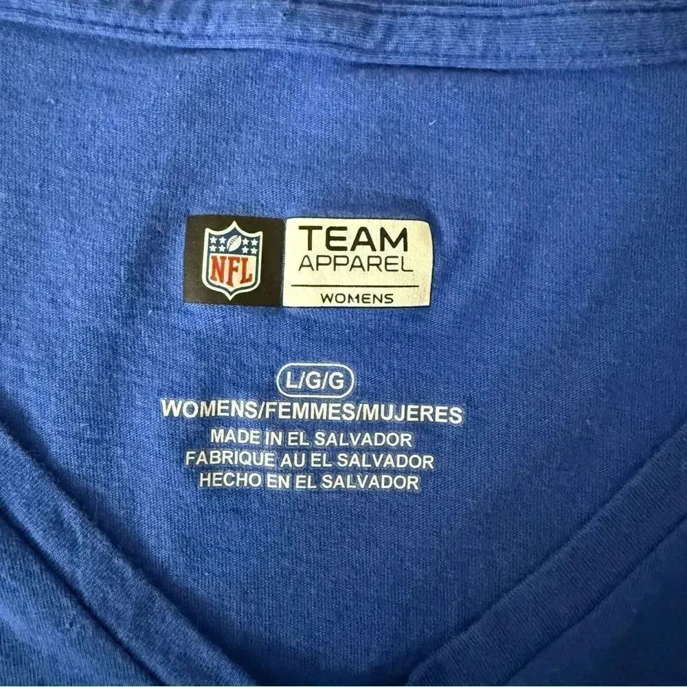 NFL Team Apparel Women Blue Rams Los Angeles Graphic Short Sleeve T-Shirt Size L